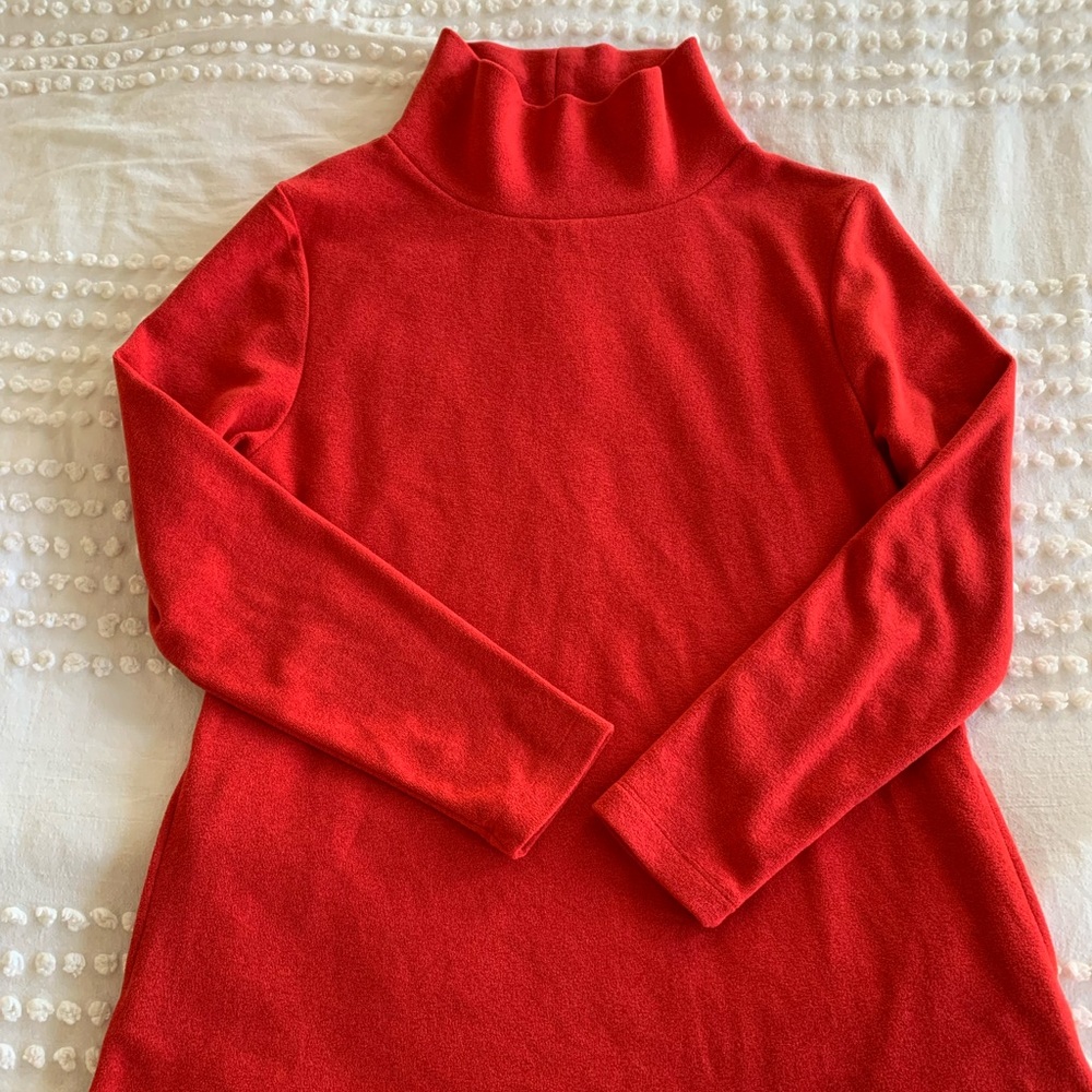 Cobble Hill Turtleneck in Terry Fleece Red- M